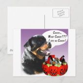 Carte Postale Rottweiler Halloween Candy (Devant / Derrière)