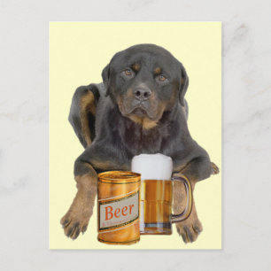 Carte Postale Rottweiler ne touchez pas ma bière