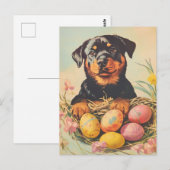 Carte Postale Rottweiler Pâques Vintages (Devant / Derrière)