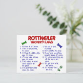 Carte Postale ROTTWEILER, propriété Lois 2 (Debout devant)