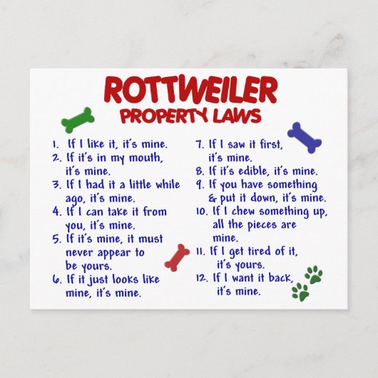 Carte Postale ROTTWEILER, propriété Lois 2 (Devant)