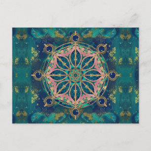 Carte Postale Roue de Dharma - Pierre de Dharmachakra et or