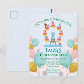 Carte Postale Roue de manège dinosaure drôle Anniversaire bricol (Devant / Derrière)