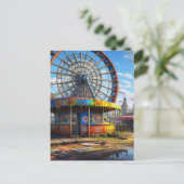 Carte Postale Roue vide Ferris abandonnée Carnaval (Debout devant)