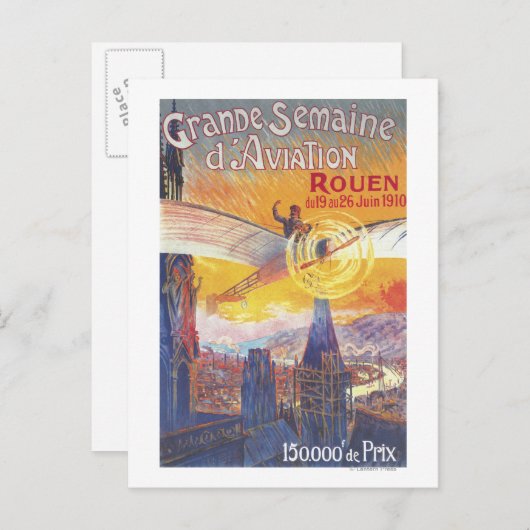 Carte Postale Rouen, France - Pilote et Avion (Devant / Derrière)