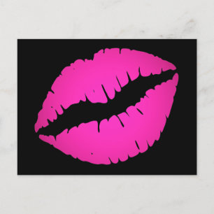 Carte Postale Rouge à lèvres ombré rose vif baiser noir
