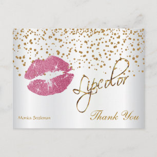Carte Postale Rouge à lèvres Pretty Pink Lips - Merci