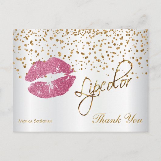 Carte Postale Rouge à lèvres Pretty Pink Lips - Merci (Devant)