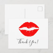 Carte Postale Rouge à Lèvres Rouge Clair Baiser Merci (Devant / Derrière)