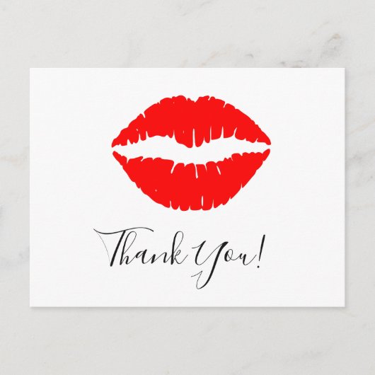 Carte Postale Rouge à Lèvres Rouge Clair Baiser Merci (Devant)