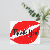 Carte Postale Rouge à Lèvres Rouge Clair Gros Baiser Merci (Debout devant)