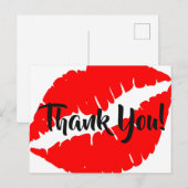 Carte Postale Rouge à Lèvres Rouge Clair Gros Baiser Merci (Devant / Derrière)