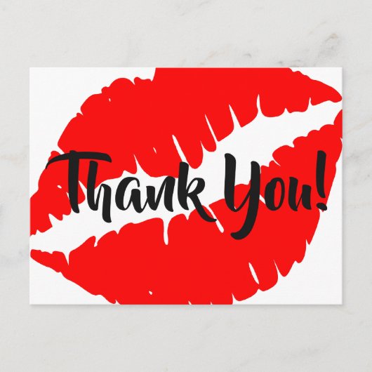 Carte Postale Rouge à Lèvres Rouge Clair Gros Baiser Merci (Devant)