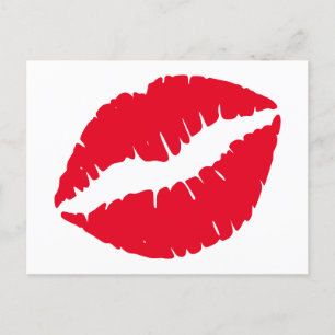 Carte Postale Rouge à lèvres rouge vif Kiss blanc