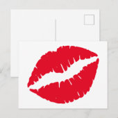 Carte Postale Rouge à lèvres rouge vif Kiss blanc (Devant / Derrière)