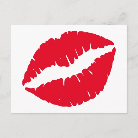 Carte Postale Rouge à lèvres rouge vif Kiss blanc (Devant)