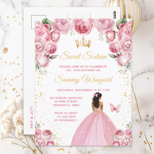 Carte Postale Rouge aux Joues Rose Peau Foncé Princesse Douze An