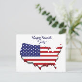 Carte Postale Rouge Blanc Bleu Drapeau Américain Joyeux 4 Juille (Debout devant)