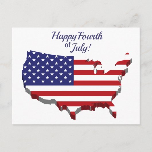 Carte Postale Rouge Blanc Bleu Drapeau Américain Joyeux 4 Juille (Devant)