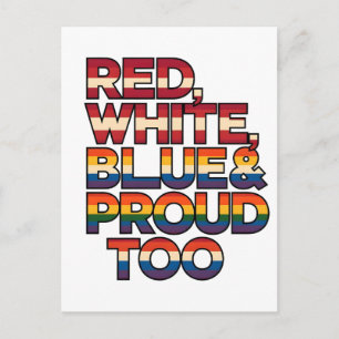 Carte Postale Rouge Blanc Bleu Et Fier Aussi LGBTQ Patriotique