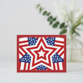 Carte Postale Rouge blanc & bleu Star Design pour ajouter du tex (Debout devant)