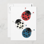 Carte Postale Rouge Blanc et Bleu Ladybugs (Devant / Derrière)