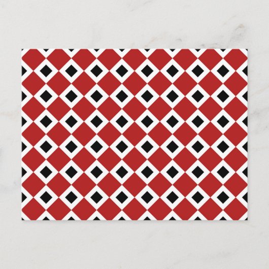 Carte Postale Rouge, Blanc, Motif Diamant Noir (Devant)