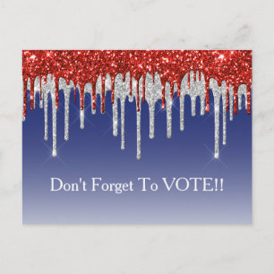 Carte Postale Rouge Blanc Paillettes Patriotiques Goutte Bleu Ra