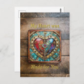 Carte Postale Rouge & Bleu Vitrail Heart Steampunk Series (Devant / Derrière)