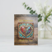 Carte Postale Rouge & Bleu Vitrail Heart Steampunk Series (Debout devant)