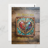 Carte Postale Rouge & Bleu Vitrail Heart Steampunk Series (Devant / Derrière)