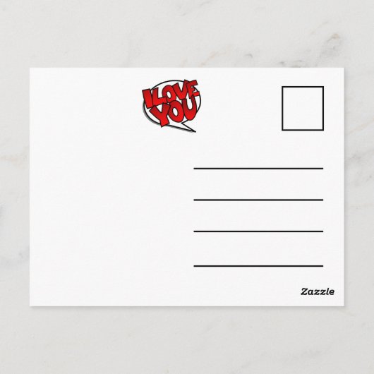 Carte Postale Rouge, Bold & Bright Pop Art Style - Je t'aime (Dos)