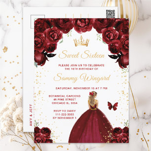 Carte Postale Rouge Bourgogne Cheveux Blonds Princesse Sweet Sei