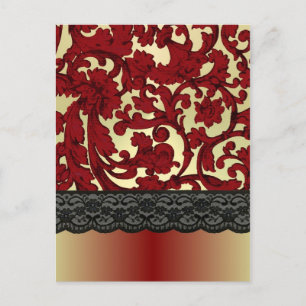 Carte Postale Rouge brique et damas doré