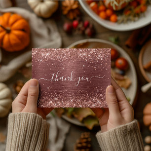 Carte Postale Rouge Brique Pailleté Feuille 40ème Anniversaire M