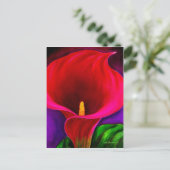 Carte Postale Rouge Cala Lily peinture à la floraison Art - Mult (Debout devant)
