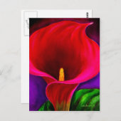 Carte Postale Rouge Cala Lily peinture à la floraison Art - Mult (Devant / Derrière)