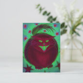 Carte postale rouge chat effrayant (Debout devant)