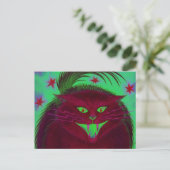 Carte postale rouge chat effrayant horizontale (Debout devant)