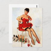 Carte Postale Rouge Chaussures Pin Up (Devant / Derrière)