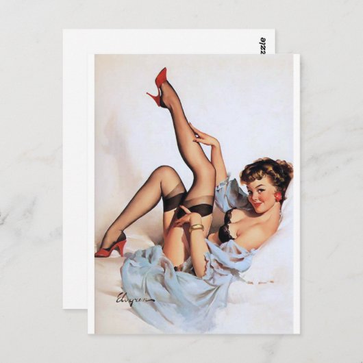 Carte Postale Rouge Chaussures Pin Up (Devant / Derrière)