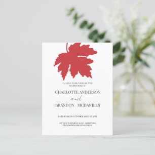 Carte Postale Rouge clair Mariage Feuille d'érable d'automne