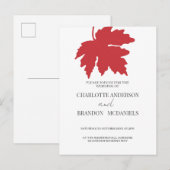 Carte Postale Rouge clair Mariage Feuille d'érable d'automne (Devant / Derrière)