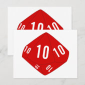 Carte postale rouge D10 Numéro de table de dés (Devant / Derrière)