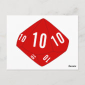 Carte postale rouge D10 Numéro de table de dés (Dos)