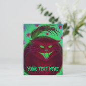 Carte postale Rouge de chat effrayant 'Your Text' (Debout devant)