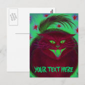 Carte postale Rouge de chat effrayant 'Your Text' (Devant / Derrière)