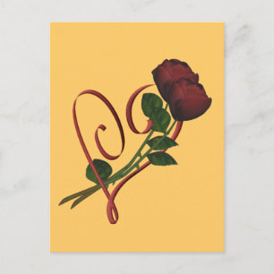 Carte postale rouge de fleur de coeur de roses
