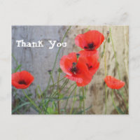 Carte postale rouge de Merci de pavots de maïs de