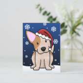 Carte postale rouge de Noël de Kawaii Heeler (Debout devant)